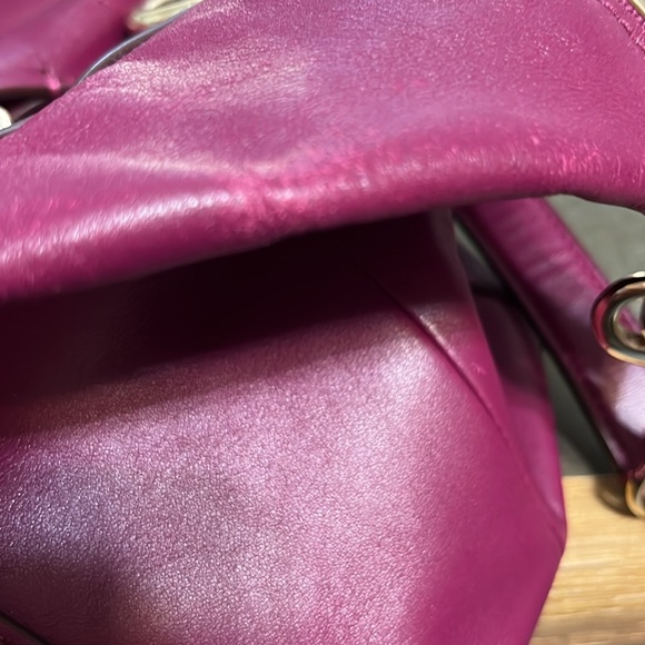 Coach Raspberry/fuscia Leather Satchel with shoulder strap. - Picture 10 of 10